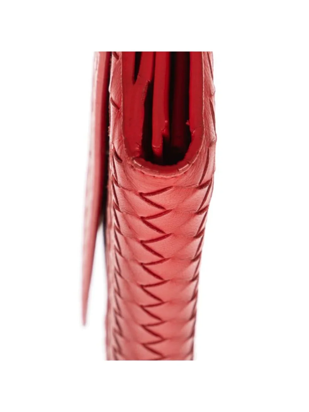 Bottega Venetal Flap Walletred Intrecciato Calfskin Leathera Wallet